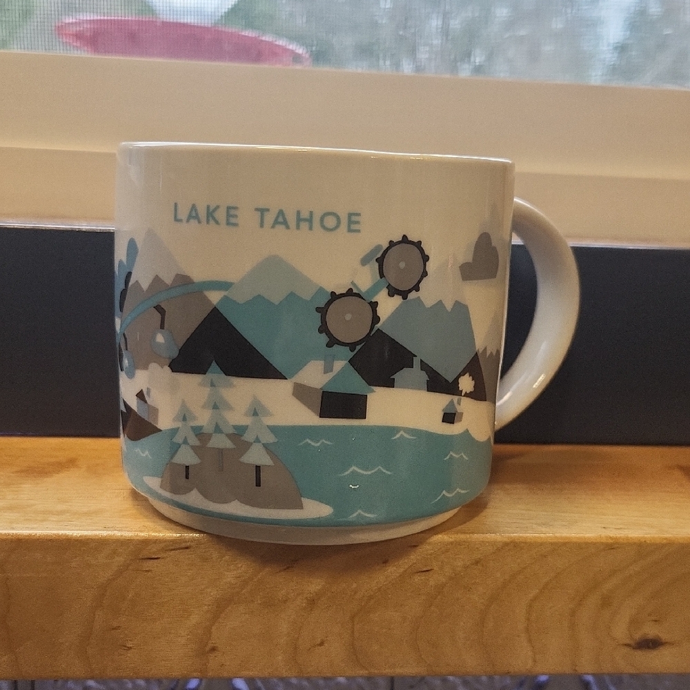 Scenic Lake Tahoe Mug with Blue and Gray Design